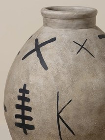Vas decorativ din teracotta cu motive tribale, H83 cm , "Ritual"