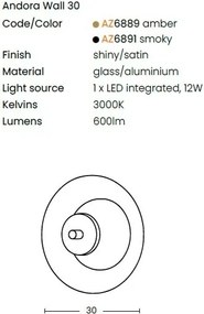 Aplica LED design modern ANDORA 30 amber