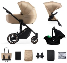 Cărucior de copii combinat 3 în 1 KINDERKRAFT SELECT PRIME 2 Premium Sandrose bej