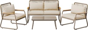 Set lounge de grădină pentru 4 persoane, Bej | Aosom Romania
