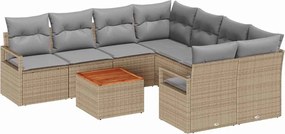 vidaXL Set de canapele pentru grădină 9 pcs Beige și gri deschis