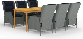 vidaXL Set mobilier de grădină, 7 piese, gri deschis