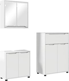 vidaXL Set de mobilier pentru baie 3 pcs Alb lucios Lemn compozit