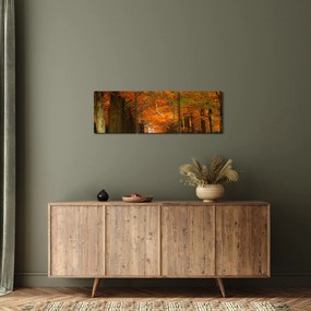 Tablou - Bulevardul de copaci în toamnă (cu ceas) (90x30 cm)