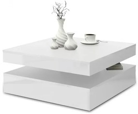 Masa Cafea Rotativa Magic, White Gloss, 78 x 35.4 x 78 Cm