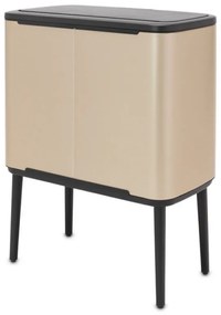 Copentru gunoi colectare selectivă Brabantia Bo Touch 1003216, 3x11 L, Deschidere lina si silentioasa, Deschidere mare, Auriu metalic