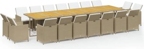 vidaXL Set mobilier de grădină cu perne, 19 piese, bej, poliratan