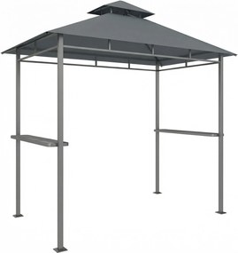 Outsunny Pavilion pentru grătar 2,4 x 1,4 m, Copertină pentru grătar rezistentă la vânt cu acoperiș dublu și orificiu de ventilare, rafturi laterale | Aosom Romania