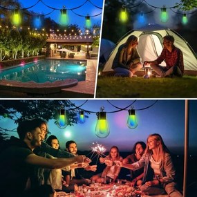 Ghirlandă decorativă solară LED RGB 15x LED/18 funcții USB 6 m IP44 neagră