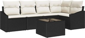 vidaXL Set de canapele pentru grădină 6 pcs Maro și Crem poliratan