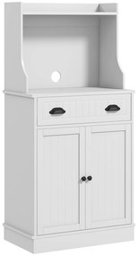HOMCOM Dulap mobilier cuptor cu microunde pentru bucătărie cu spațiu deschis 1 sertar și dulap cu 2 uși 61 x 35 x 125,4 cm alb | Aosom Romania