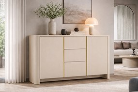 Comodă Sorrenti 168 cm cu sertare - cashmere / auriu