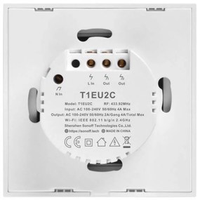 Intrerupator Smart WiFi + RF 433MHz Sonoff T1 EU TX (2 canale)