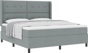 vidaXL Pat cu arcuri cu saltea Gri deschis 200 x 180 cm țesătură