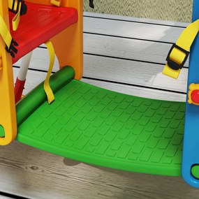 AIYAPLAY Leagăn pentru copii, Cadru-leagăn copii 3-5 ani cu Dublu Scaun Față în Față, 114x94x134,5cm, Multicolor | Aosom Romania