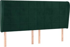 vidaXL Tăblie pat cu aripioare verde închis 183x23x118/128 cm catifea