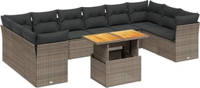 vidaXL Set canapele de grădină cu perne, 11 piese, gri, poliratan