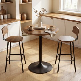 HOMCOM Masă de bar rotundă 60 cm, masă înaltă de bucătărie cu piciorușe antiderapante, pentru bucătărie, living, nuc | Aosom Romania