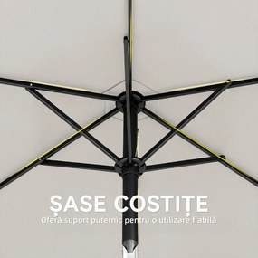 Outsunny Umbrelă de Grădină Inclinabilă 2x2 m cu 6 Spițe și Manivelă, din Metal și Poliester Gri Deschis | Aosom Romania