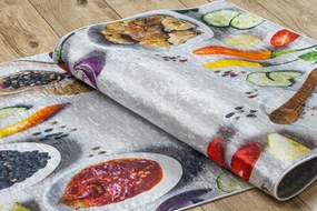 ANDRE 33580 covor lavabil Condimente, legume bucatarie, anti-alunecare - argint / verde