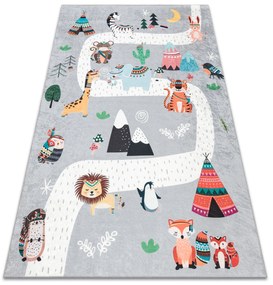 BAMBINO 2160 covor lavabil Sat indian, animale pentru copii anti-alunecare gri - SECUNDAR-COTATI PRODUSUL