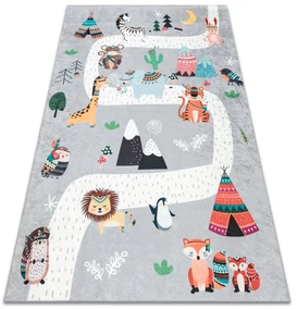 BAMBINO 2160 covor lavabil Sat indian, animale pentru copii anti-alunecare gri - SECUNDAR-COTATI PRODUSUL