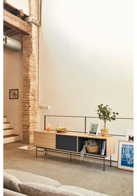 Comodă TV cu aspect de lemn de stejar Teulat Yoko, gri antracit