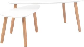 vidaXL Set masă cafea, 2 piese, lemn masiv de pin, alb