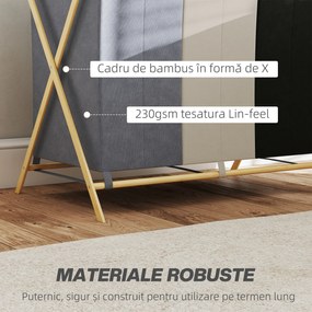 HOMCOM Coș de rufe pliabil 129L cu 3 compartimente și cadru X pentru dormitor, baie sau utilități. | Aosom Romania