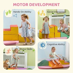 HOMCOM Set de Joacă pentru Copii 1-3 Ani cu 6 Piese de Construcție, 150x100x24 cm, Multicolor | Aosom Romania