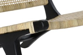 Fotoliu tip de scaun negru , din lemn de tec si rattan , "Boho"