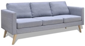 vidaXL Canapea cu 3 locuri, material textil, gri deschis