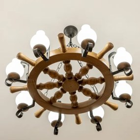 Brilagi - Candelabru pe lanț TIMONA 8xE14/40W/230V Ø70 cm fag/nuc