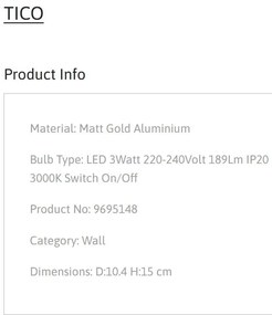Aplica cu Spot LED directionabil stil minimalist TICO auriu, NVL-9695148