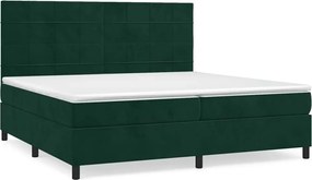 vidaXL Pat box spring cu saltea, verde închis, 200x200 cm, catifea