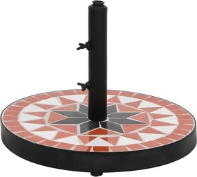 vidaXL Suport umbrelă de soare, cărămiziu și alb, rotund, 12 kg