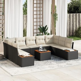 vidaXL Set de canapele pentru grădină 10 pcs Negru Rattan poli