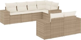 vidaXL Set canapele de grădină, 7 piese, cu perne, bej, poliratan