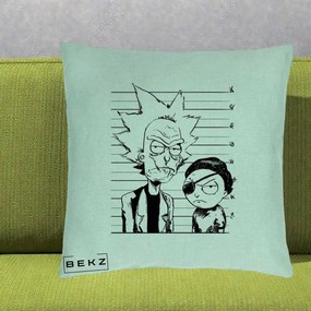 Perna Personalizata Rick si Morty Dosar, 40x40 cm, Verde Menta, Husa Detasabila, Perna Inclusa, BEKZ®