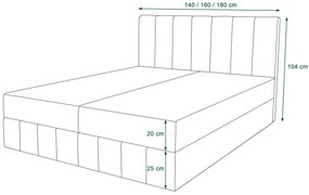 Pat matrimonial Boxspring 160 cm Barack (gri albastru ( cu saltea și sp. depozitare). 1046389