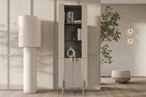 Vitrina Malmi 60 cm pe bază de metal - cașmir / crem bianca / picioare aurii