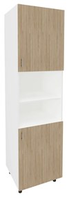 Corp haaus Karo, 2 Usi, cu spatiu cuptor, Lemn Natural/Alb, 60 x 57 x 210 cm