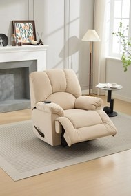 Fotoliu Masaj si Incalzire, Recliner, suport picioare extensibil, Textil, Bej
