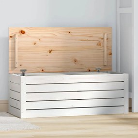 823620 vidaXL Cutie de depozitare, alb, 89x36,5x33 cm, lemn masiv de pin