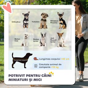 PawHut Cărucior Pliant pentru Câini Mici cu Mâner Rotativ, Roți cu Frâne și Coș de Depozitare, 76,5x52x95 cm, Maro | Aosom Romania