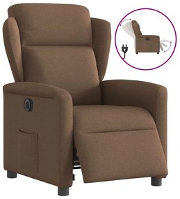 vidaXL Fotoliu rabatabil electric, maro, material textil