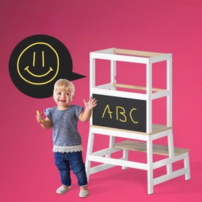 Turn de învățare PLAY din pin, 93x56x49, albă/natur maro Spielwerk