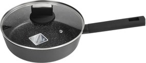 Cratita Zilan ZLN0881 Negru cu invelis din marmura, 5 straturi, 26 cm si maner fin la atingere, 3.1L