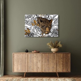 Tablou - Leopard între flori (90x60 cm)