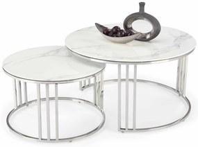 Set 2 buc. masă de cafea Merac (Marmură albă + Argintiu). 1049574